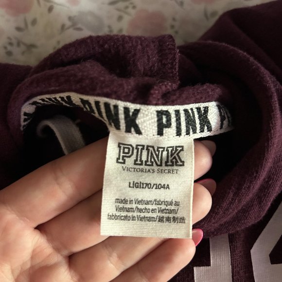 "Pink" Maroon Drawstring Hoodie Logo - Picture 4 of 4